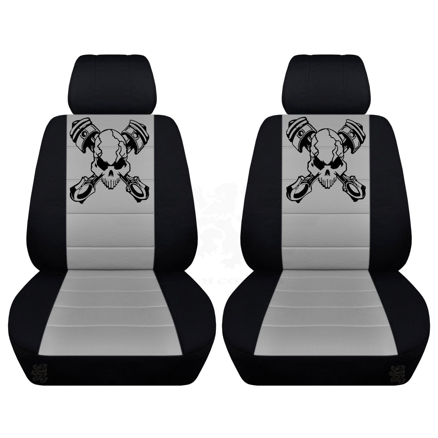 Two Front Piston Skull Seat Covers Made to Fit a Variety of Trucks