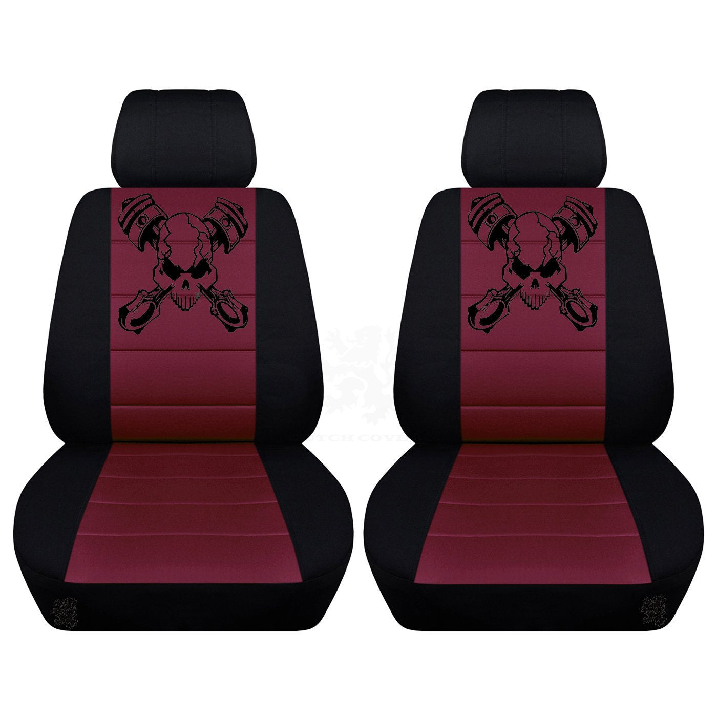 Two Front Piston Skull Seat Covers Made to Fit a Variety of Trucks