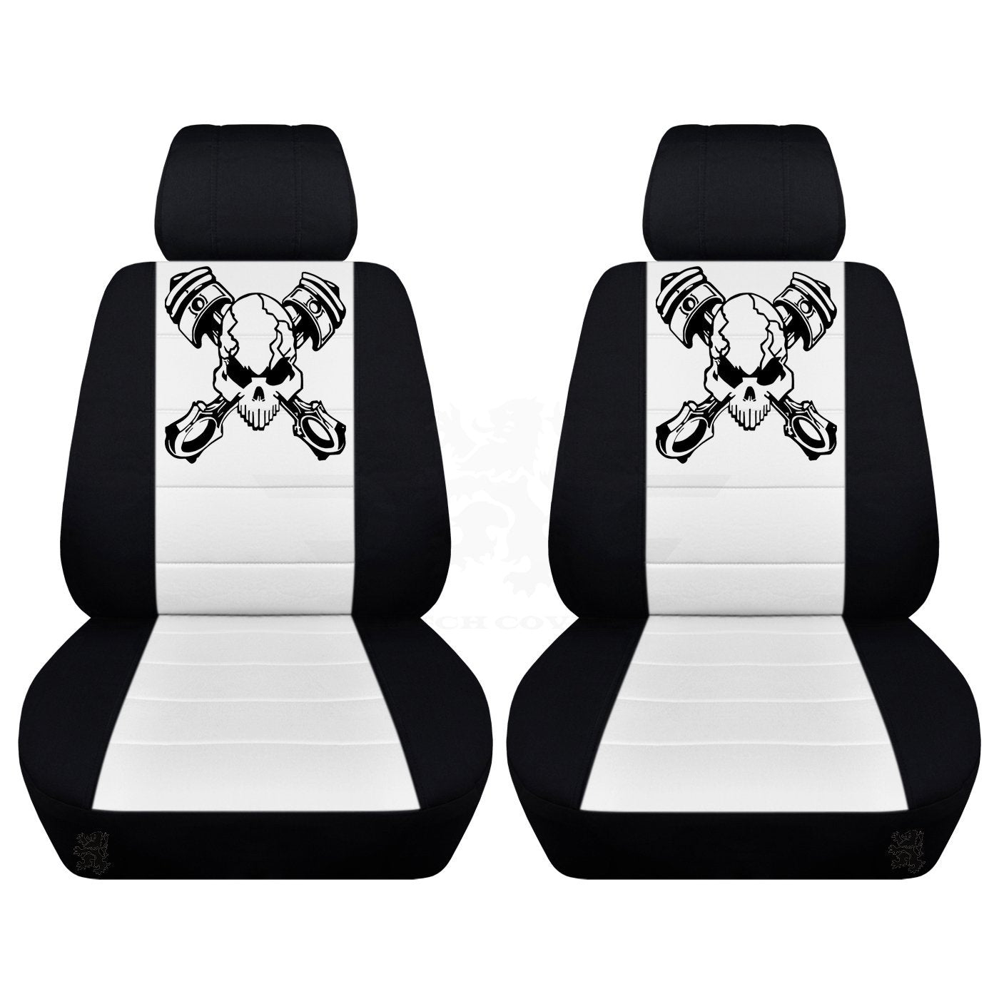 Two Front Piston Skull Seat Covers Made to Fit a Variety of Trucks