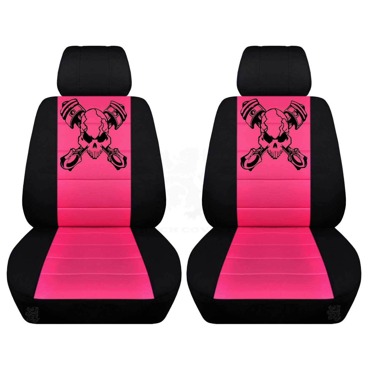 Two Front Piston Skull Seat Covers Made to Fit a Variety of Trucks